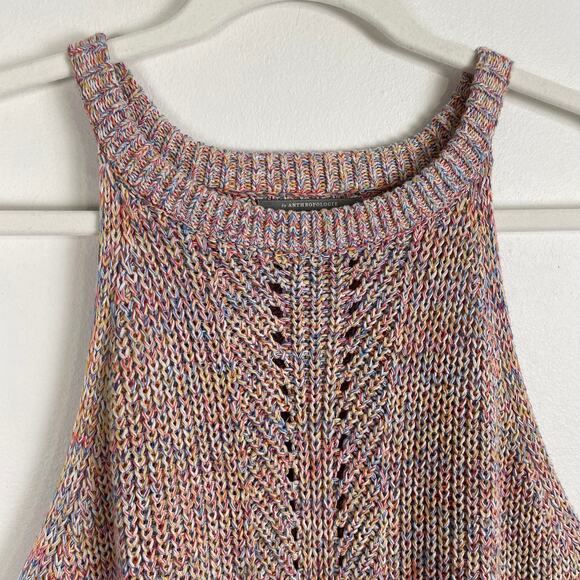 Anthropologie Isla Sweater Tank Size XL Pointelle Knit Halter Rainbow Pastel - Picture 4 of 14